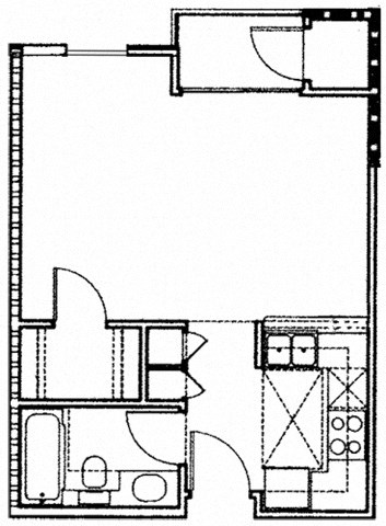 Floor plan for studio, 1 bath, 405 sqft